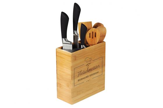 Messerblock & Utensilienbehälter - mit Gravur  