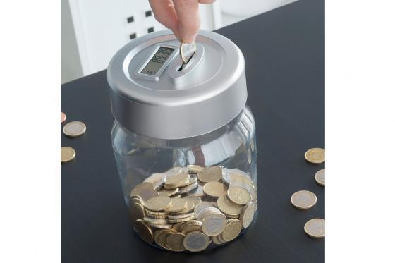 Spardose mit Geldzähler - Euro Münzen 1 