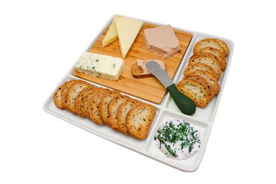 Snack Teller - mit Bambus Schneidbrett   