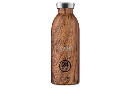 Thermosflasche Sequoia Wood - von 24Bottles, mit Gravur  