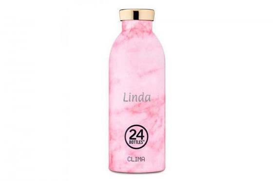 Bottiglia thermos Pink Marble - di 24Bottles, con incisione  