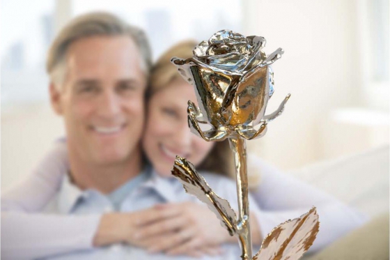 Platinrose (43cm) - Eingehüllt in echtem Platin  