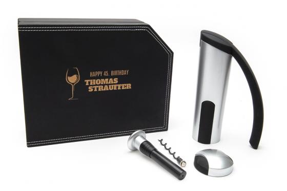 Wein Accessoire-Set Premium - mit Gravur  
