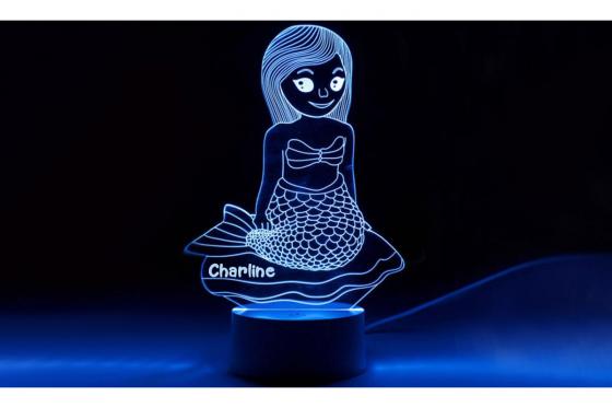 3D Nachtlicht Meerjungfrau - mit Gravur  