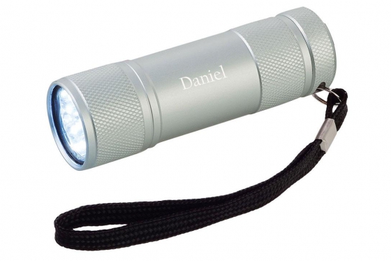 Lampe de poche LED - argentée, personnalisable  