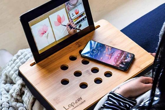 Laptop- und Tablethalter - aus Bambus  