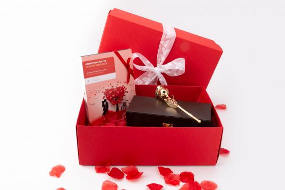 Geschenkset Romantische Auszeit - Wishbox + Goldrose 1 