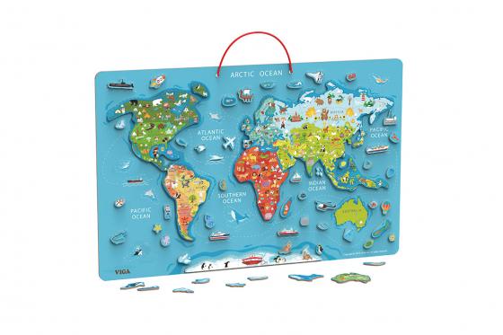 Puzzle magnétique du monde - incl. tableau blanc  