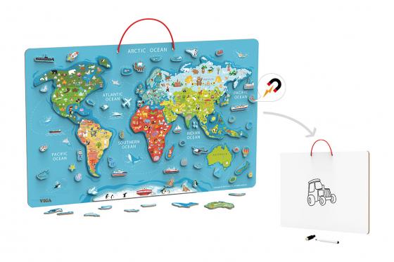 Puzzle magnétique du monde - incl. tableau blanc 1 