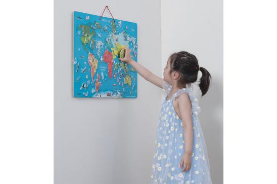 Puzzle magnétique du monde - incl. tableau blanc 3 