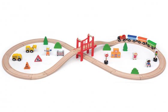 Set ferroviaire en bois - 39 pièces  
