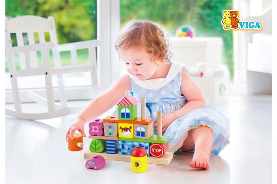 Stapelblöcke Stadt - aus Holz 1 