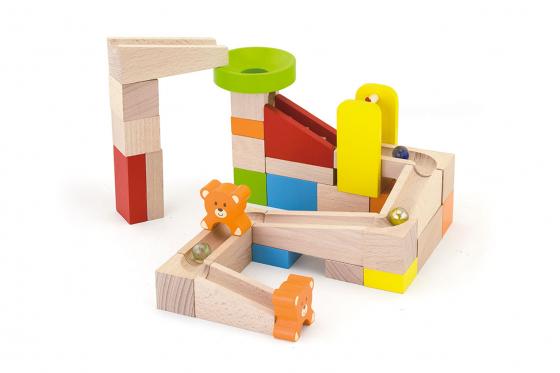 Circuit à billes en bois - 49 pièces  