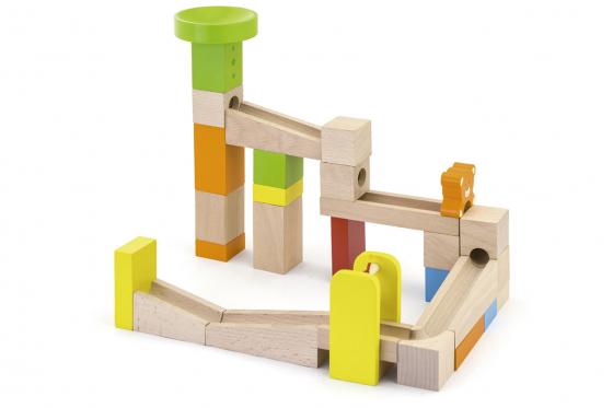 Circuit à billes en bois - 49 pièces 1 