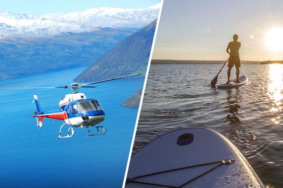 Helikopter & SUP - Flug zum Bergsee und Stand-up-Paddling für 1 Person  