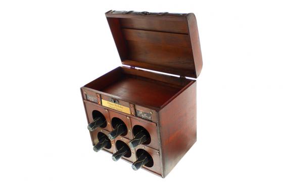 Gravierte Weintruhe - mit europäischen Rotweinen 2 