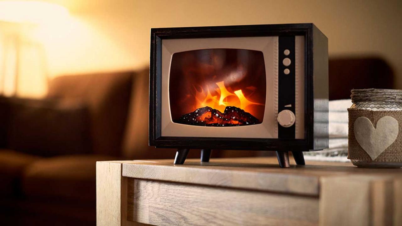 TV Mini-cheminée, Rétro