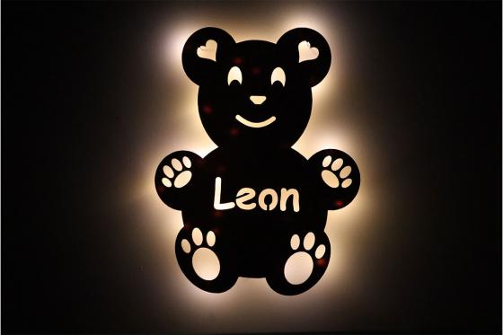 Nachtlicht Teddy - mit Wunschname  