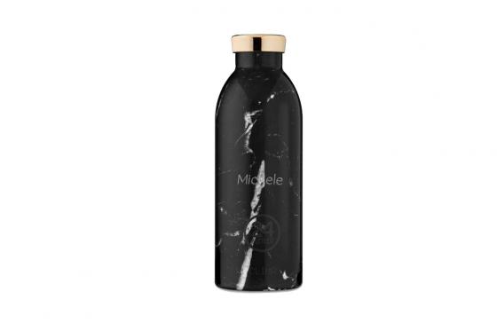 Thermosflasche Black Marble - von 24Bottles, mit Gravur  