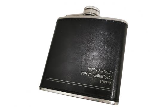 Flachmann mit Gravur - aus lederähnlichen Material  