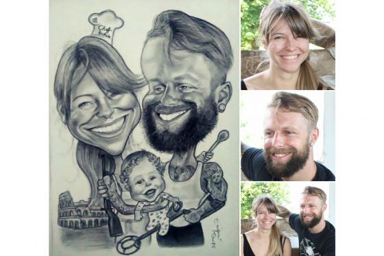 Caricature dessinée à la main - 1 visage, taille A3, en noir et blanc 4 