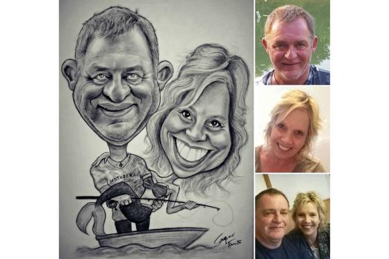 Handgezeichnete Karikaturen  - 2 Gesichter, Grösse A3, in schwarz-weiss & Pitt-Pastellstift 3 