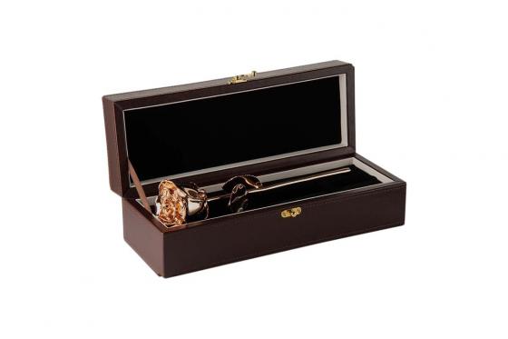 Goldrose - 28cm - roségold, in edler Lederbox 1 