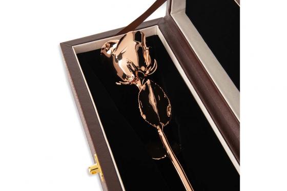 Goldrose - 28cm - roségold, in edler Lederbox 3 