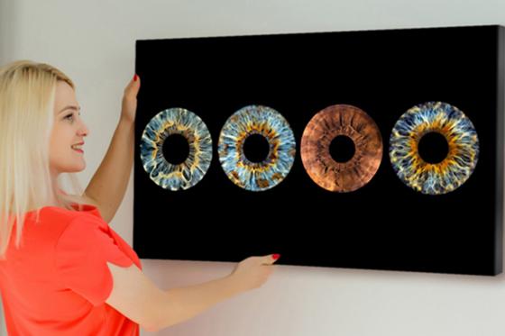 Photo d'iris pour famille - 50x100cm, impression sur toile, pour 3 personnes 1 