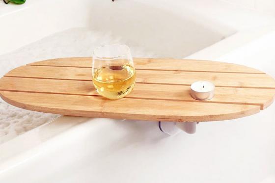 Plateau de bain - en bois de bambou et d'hévéa  