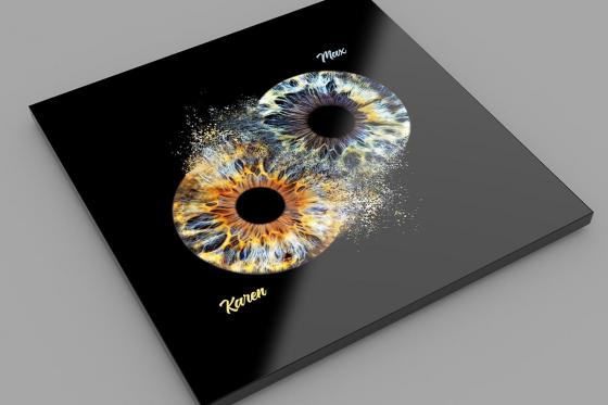Photo d'iris en couple - 40x40cm, impression sur verre avec effet explosion, pour 2 personnes  