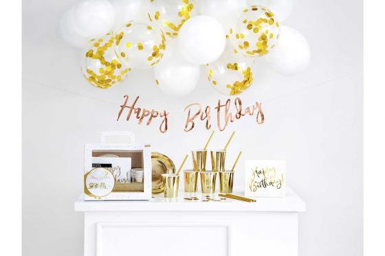 Happy Birthday Party Set - 60-teilig, Gold  
