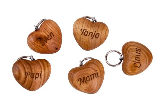 Holz Schlüsselanhänger - Herz - mit Gravur 1 