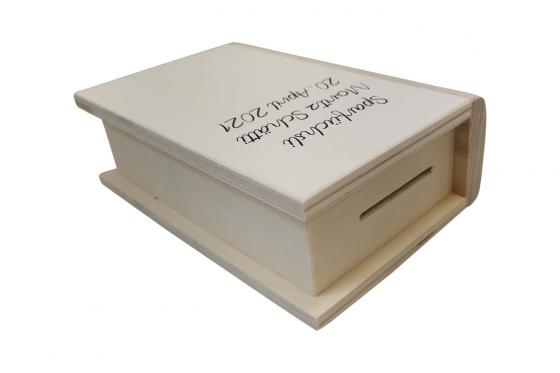 Sparbuch aus Holz  - personalisierbar 3 