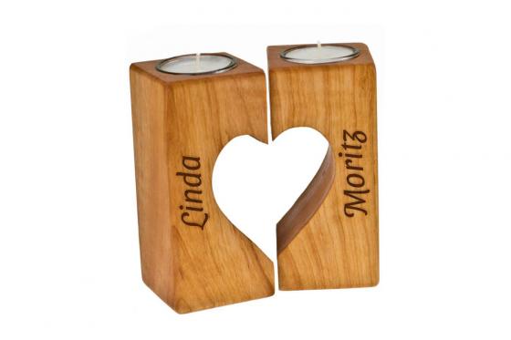 Teelichter Herz - mit Gravur  