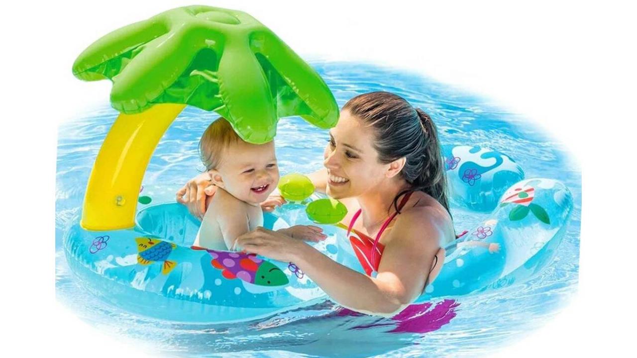 Bouée Bébé gonflable avec parasol Anneau de Natation pour bébé