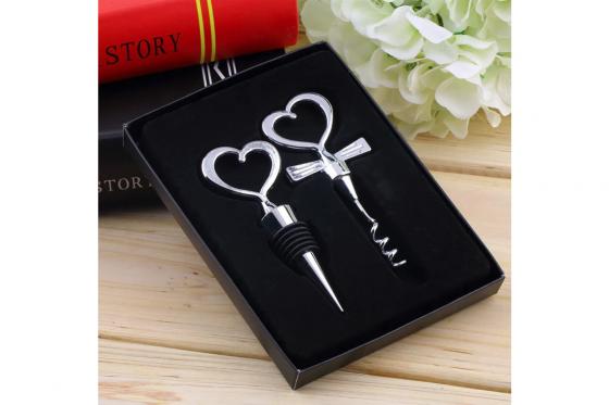 Herz Wein-Set - Flaschenverschluss & Korkenzieher 2 