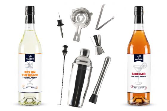 Cocktail Party à la maison - bon cadeau pour 2 bouteilles de Cocktail Premix + 1 Shaker Set 1  Cocktail Party à la maison - bon cadeau pour 2 bouteilles de Cocktail Premix + 1 Shaker Set 1