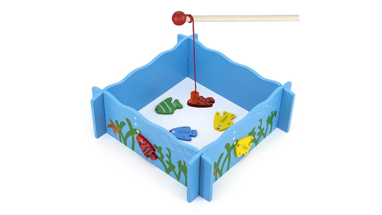 Jeu de pêche magnétique, en bois