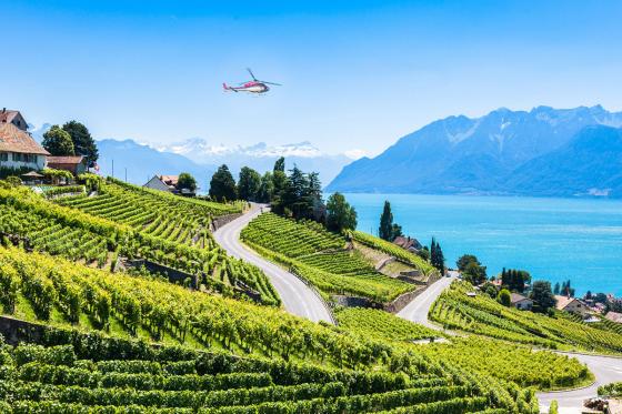 Hélicoptère au Lavaux - 35 minutes pour 1 personne, avec fondue incluse  