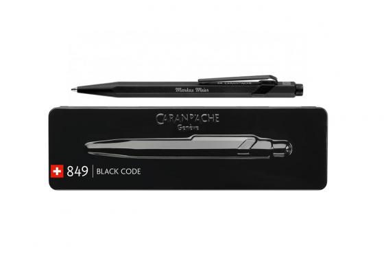 Stylo bille Caran d'Ache avec étui - avec gravure - 849 Black  