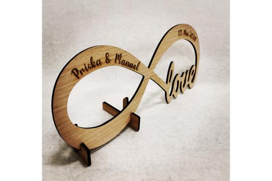 Présentoir en bois - l'infini - avec gravure 1 