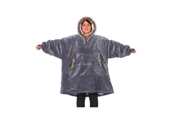 Eskimo Hoodie Lila Grau - personalisierbar  