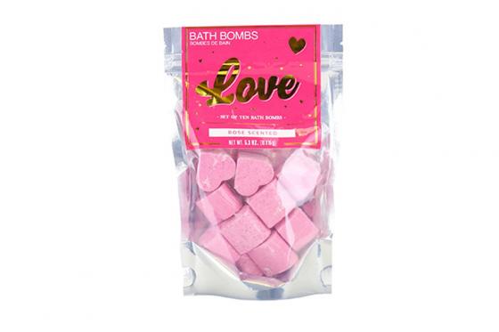Bombes de bain petits cœurs - avec parfum de rose  