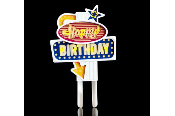 Déco de gâteau LED - Happy Birthday 1 
