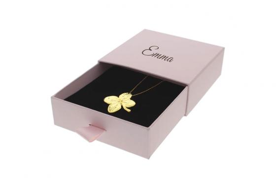 Pendentif trèfle doré - plaqué or - personnalisable  