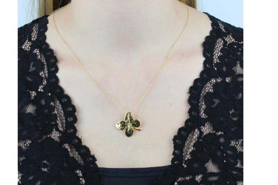 Pendentif trèfle doré - plaqué or - personnalisable 2 