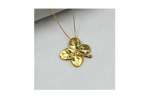 Pendentif trèfle doré - plaqué or - personnalisable 3 