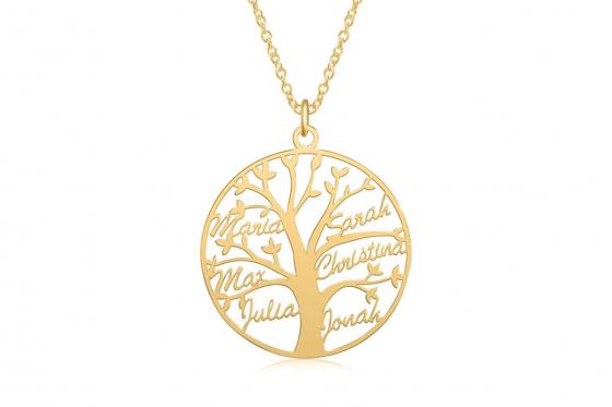 Lebensbaum Namenskette - Sterlingsilber - gold  