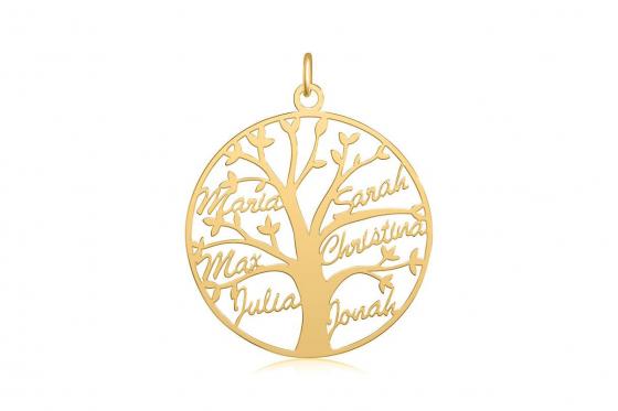 Lebensbaum Namenskette - Sterlingsilber - gold 1 